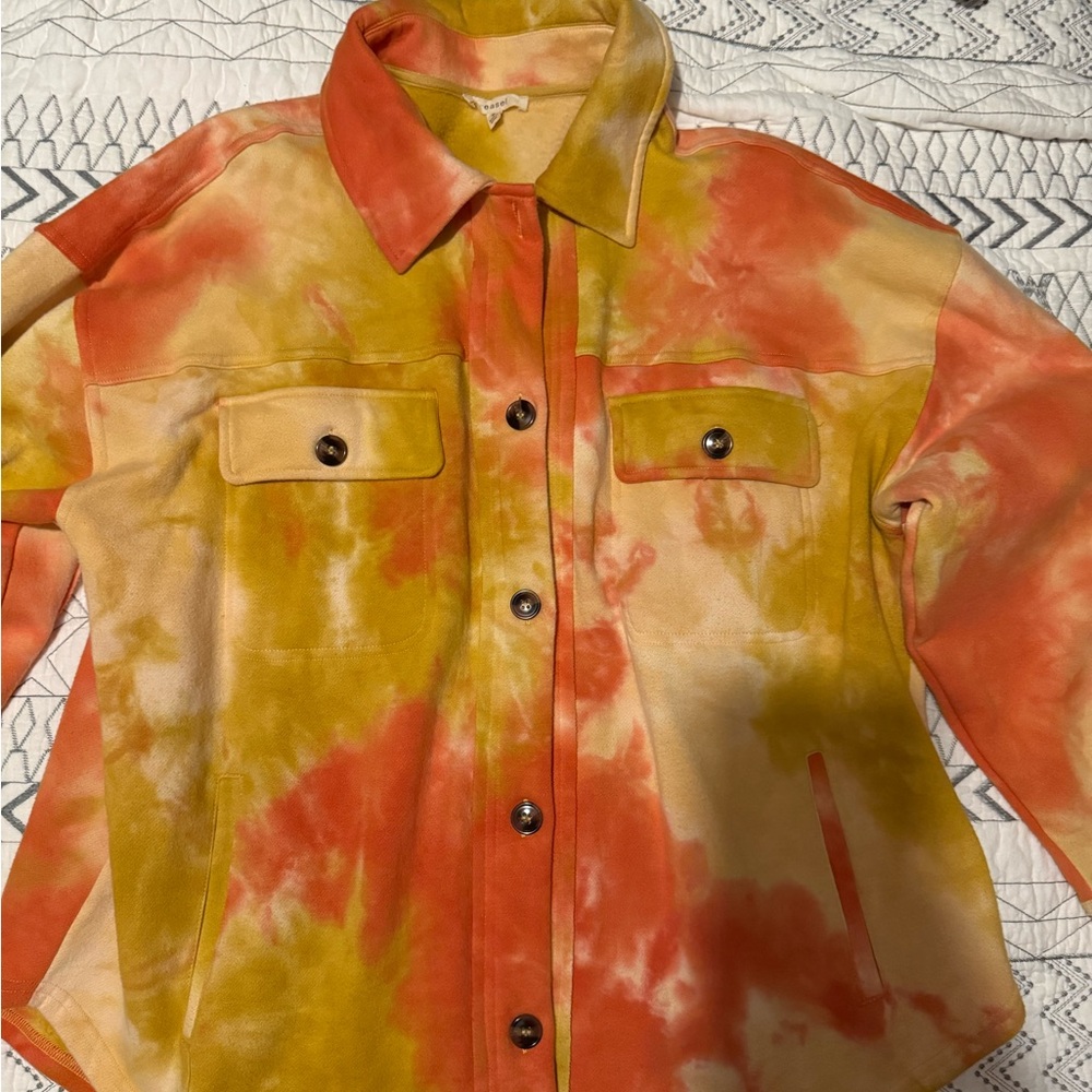 Easel Orange and Yellow Tie-Dye shacket size small